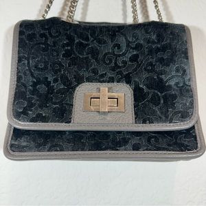 ALMA TONUTTI Gray Textured Embossed Velvet Bag Leather Made In Italy